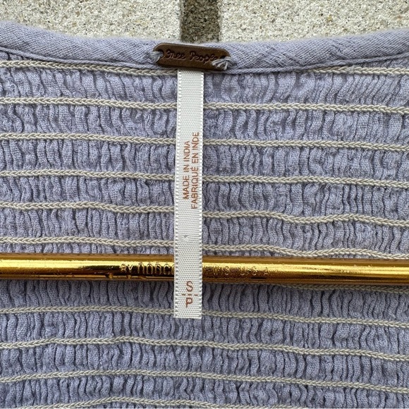 Free People Waiting on Summer Smocked Crop Top Lilac Lavender Purple Festival - Picture 8 of 13